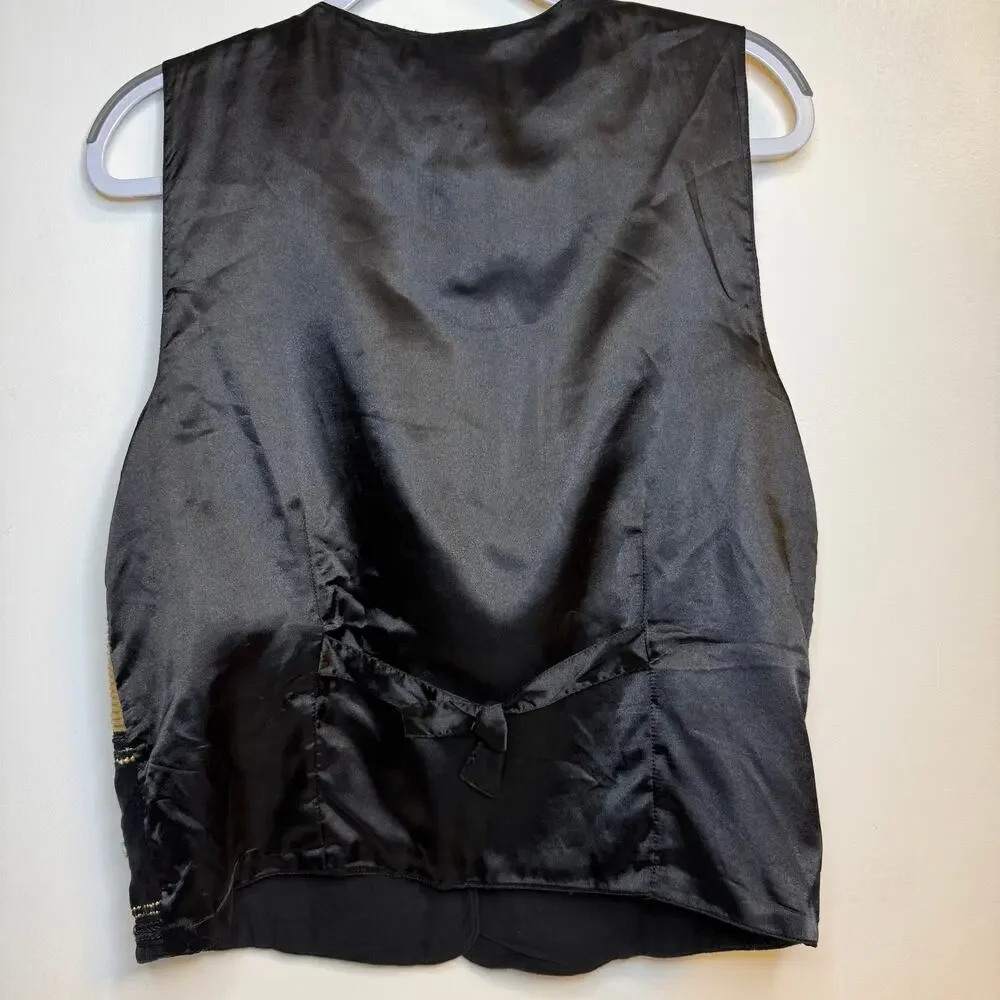 TanTrums Velvet Patchwork Floral Vest Boho Sz M